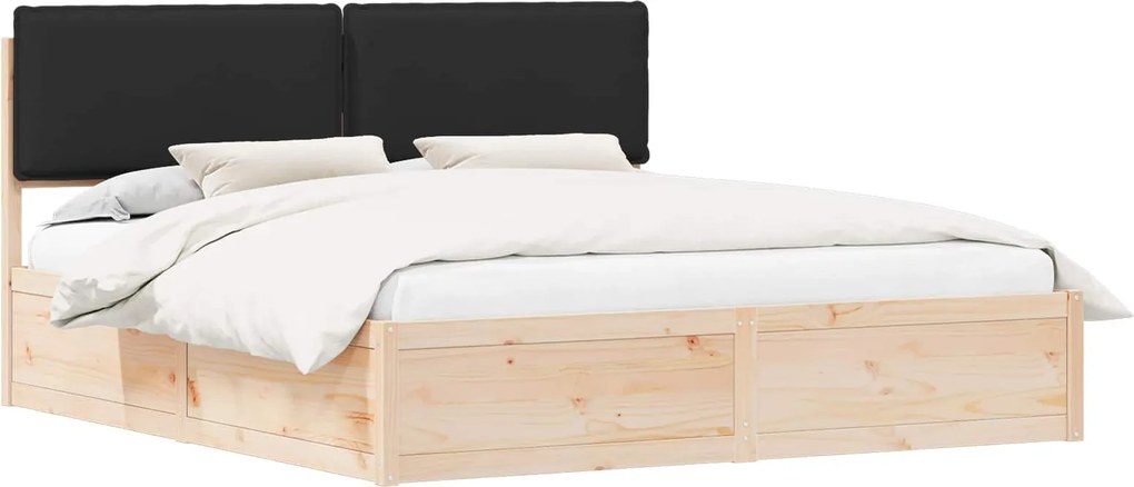 vidaXL Ágykeret Kárpitozott Fejtámlával Fekete 200 x 200 cm