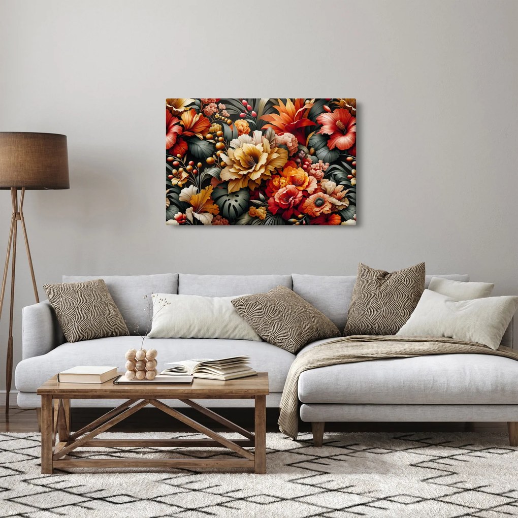 Kép - Narancs-vörös virágok (90x60 cm)