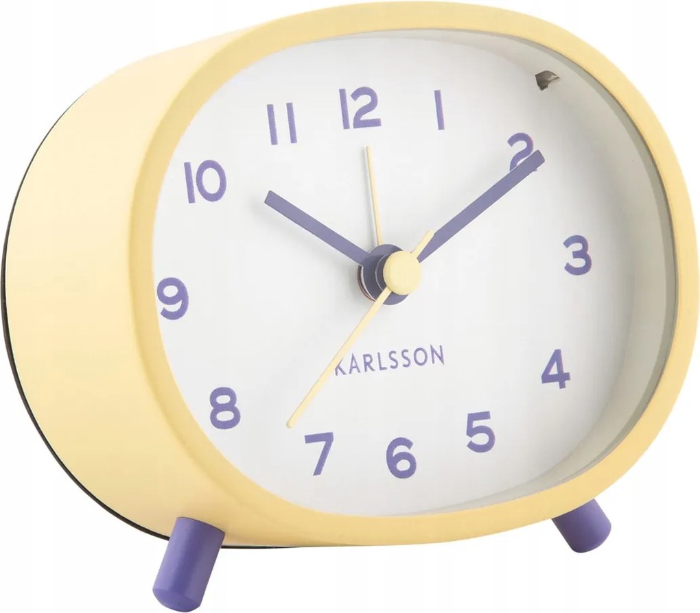 Sárga Ovális Színes Megvilágított Ébresztőóra Karlsson KA6025LY Nem Ketyeg