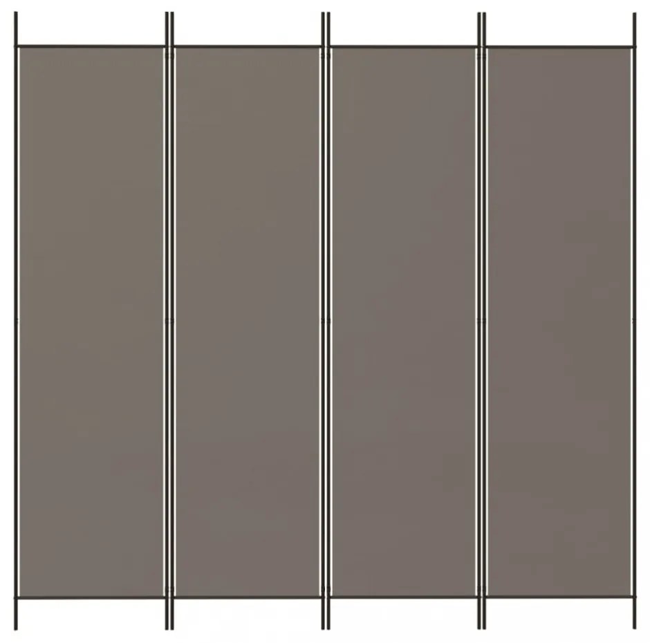 4 paneles antracitszürke szövet térelválasztó 698x180 cm