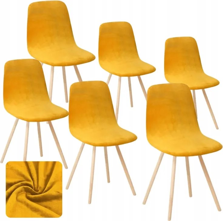 6 Db-os Székhuzat Szett Skandináv Mustár Velúr