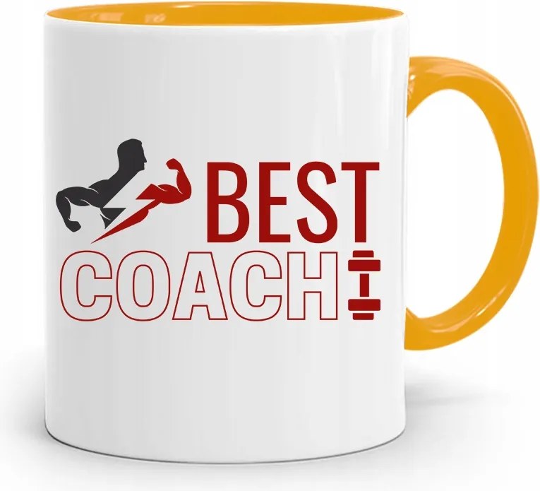 Edzőnőnek Edzőterem Bögre Sárga Ajándék fényképes nyomtatással