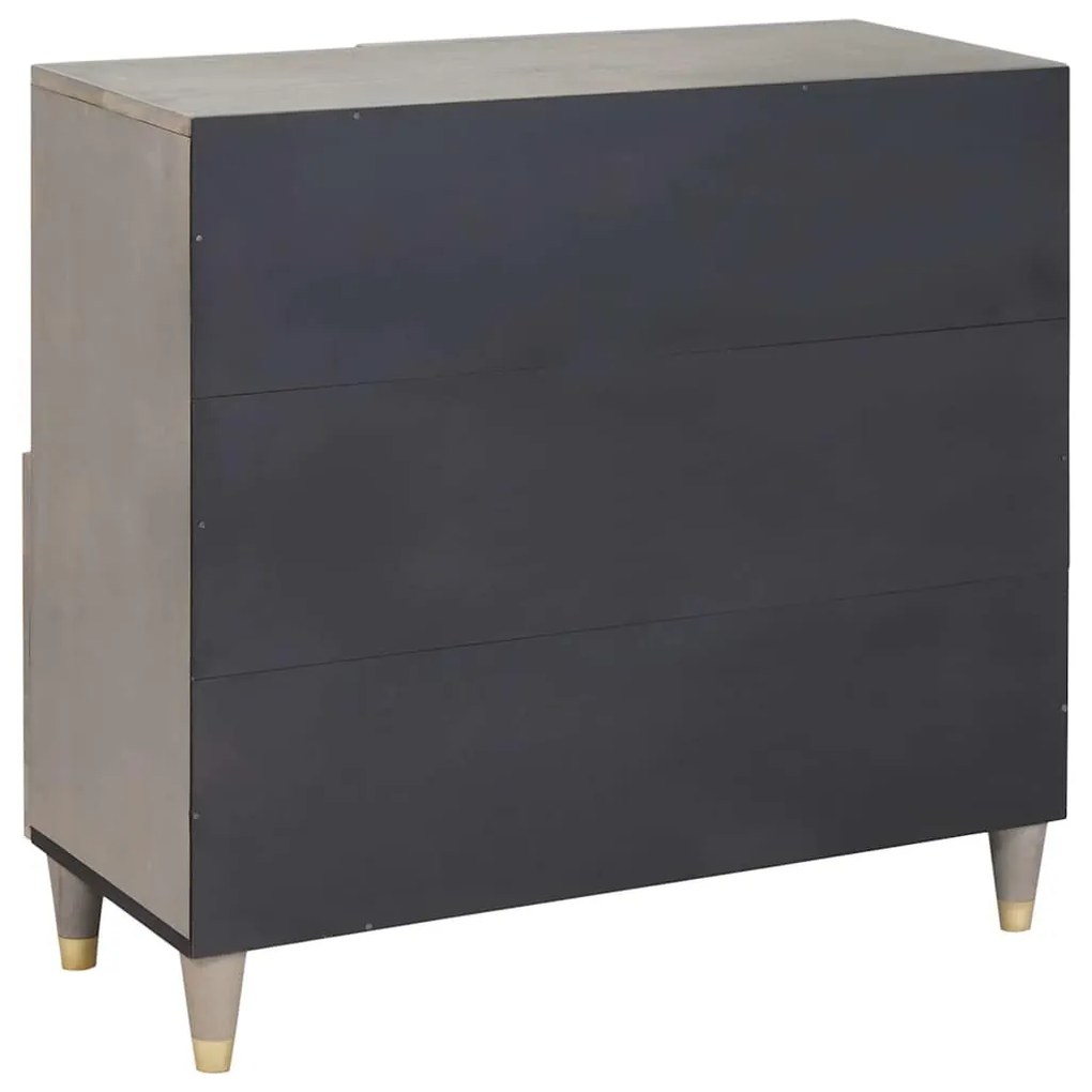 Széf polcokkal Szürke és Arany 80 x 33.5 x 75 cm Tömör mangófa