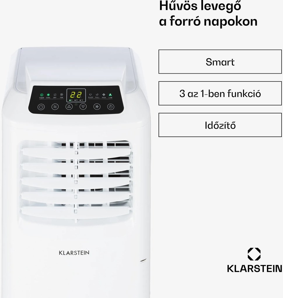 Klarstein Pure Blizzard Smart 7k, mobil klíma, 7000 BTU / 2,1 kW, A energiahatékonysági osztály, távirányító