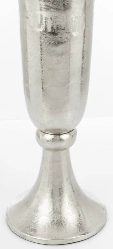 Loyd design magas ezüstszín hengeres fodros fém serleg kerek kecses talppal 73,5x16x16cm