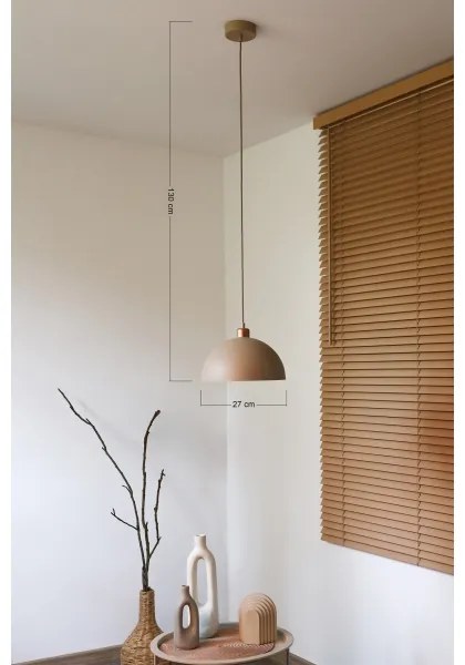 Duolla - Zsinóros függőlámpa IRONLINE 1xE27/15W/230V átm. 27 cm bézs/rézszínű