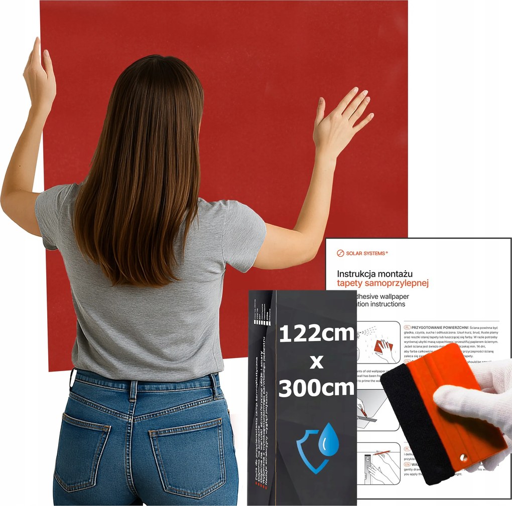 Öntapadós tapéta Vízálló Konyha Fal Bútor Piros Mat