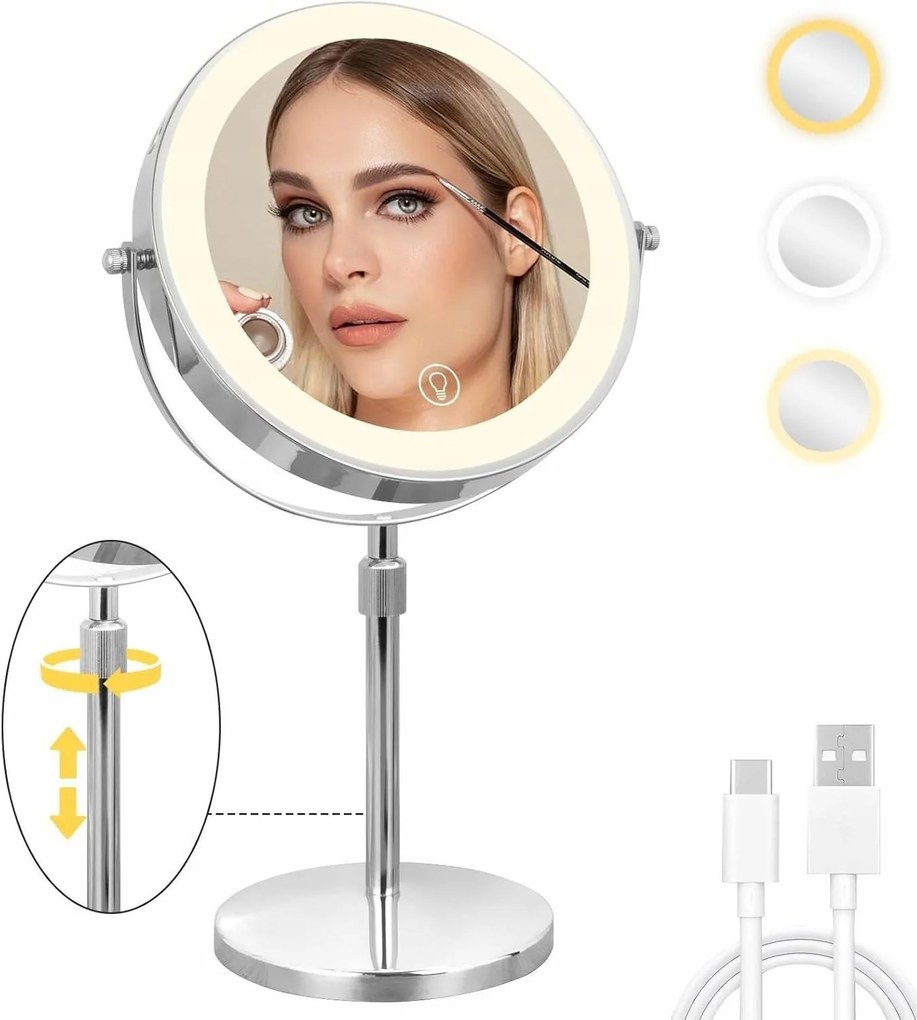 Kozmetikai Smink Tükör Led-es Háttérvilágítással, kétoldalas
