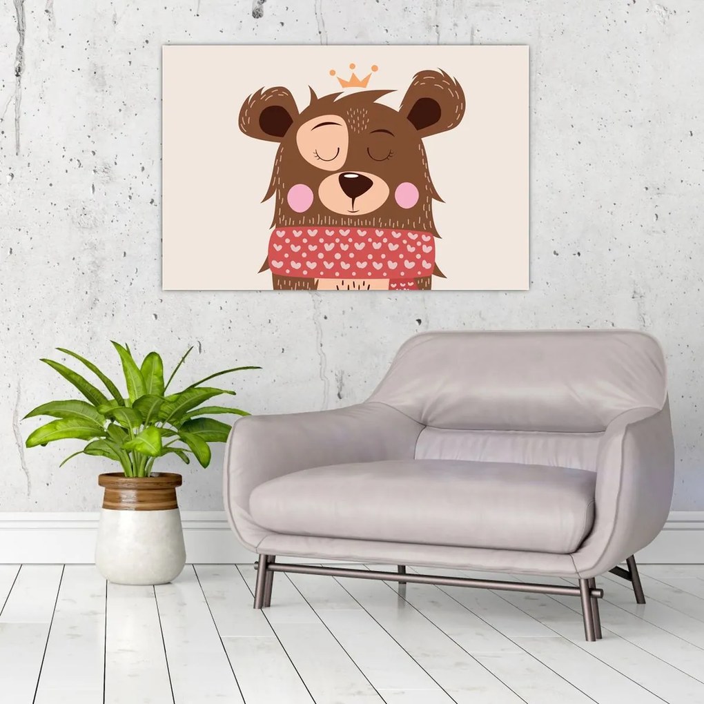 Kép - Teddy maci piros sállal (90x60 cm)