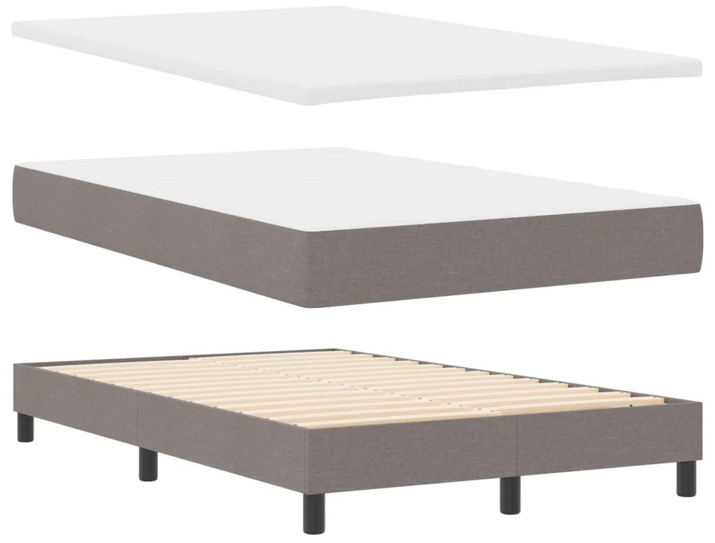 vidaXL Boxrugós ágy matracmal fejtámlával Tópszínű 120 x 200 cm szövet