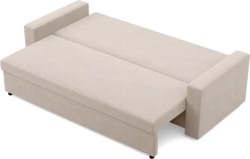 Zeus kanapéágy, bársony, hab töltet, egyenes kartámasz, bézs