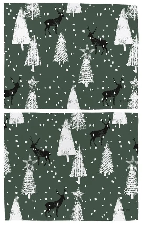 Textil tányéralátét 2 db-os karácsonyi mintával 35x45 cm Deer in the Forest – Butter Kings
