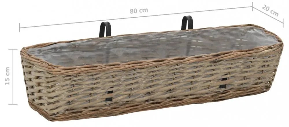 2 db fonott virágtartó PE béléssel 80 cm
