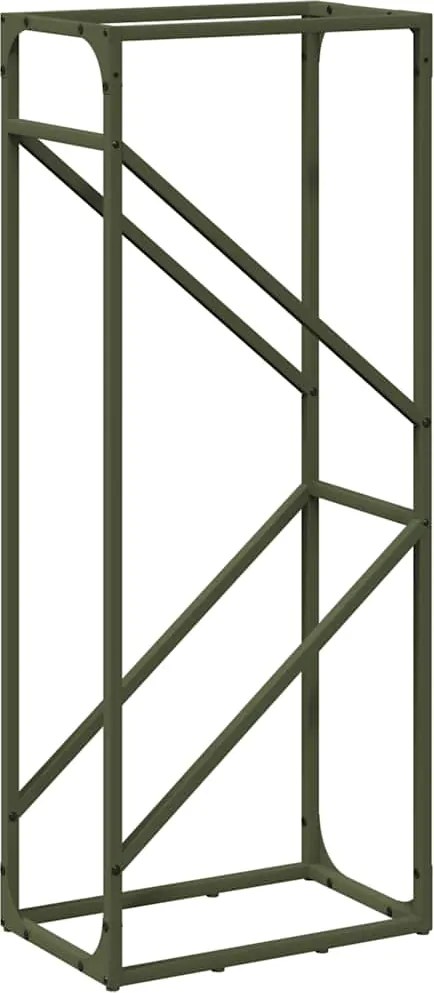 vidaXL olívazöld hidegen hengerelt acél tűzifatároló 40x25x100 cm