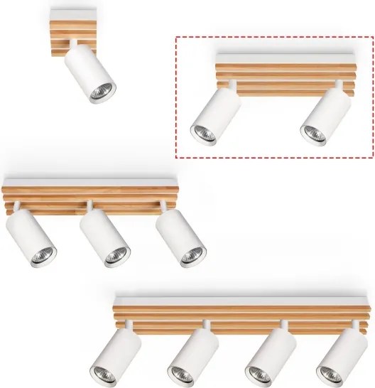 Brilagi - Irányítható spotlámpa SELE WOOD 2xGU10/30W/230V fehér/fa