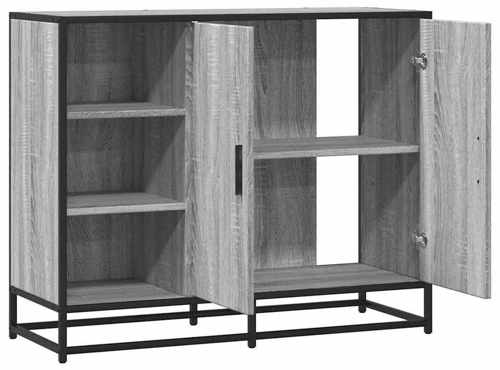 szürke sonoma színű szerelt fa tálalószekrény 92 x 35 x 76 cm