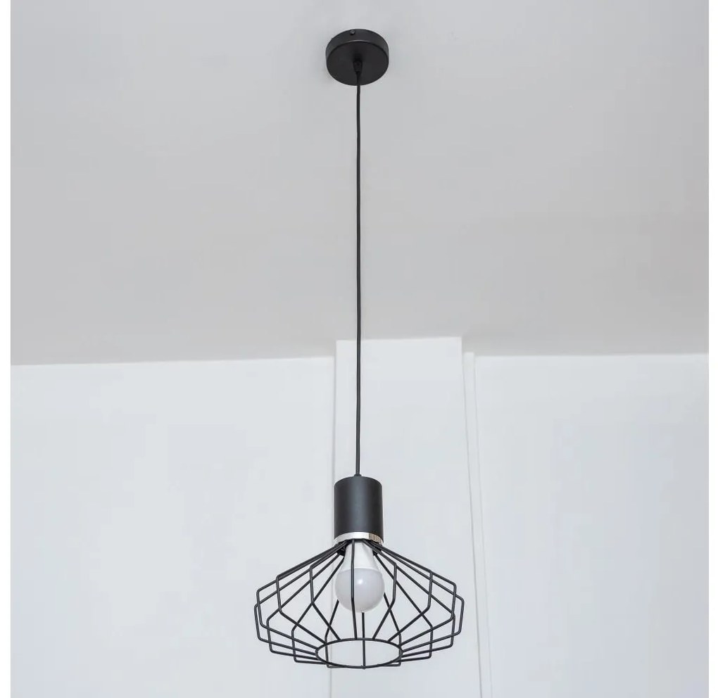 SOLANO kábeles függeszték 1xE27/15W/230V fekete/fényes króm