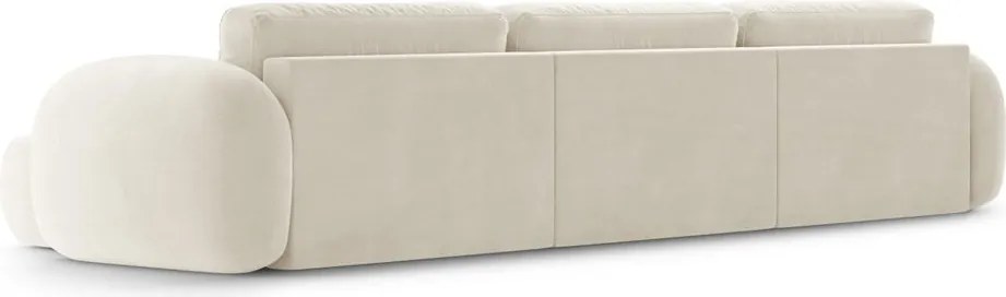 Krémszínű bársony kinyitható-tárolóhelyes (U alakú) sarokkanapé Tonale – Cosmopolitan Design