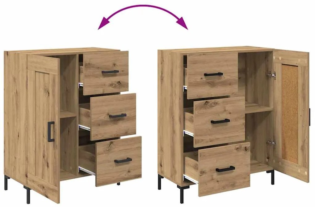 Széf fiókkal kézműves tölgy 69.5 x 34 x 90 cm Faanyag