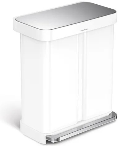 Simplehuman pedálos szelektív szemetes DUAL 58 L (34/24) fehér acél CW2118