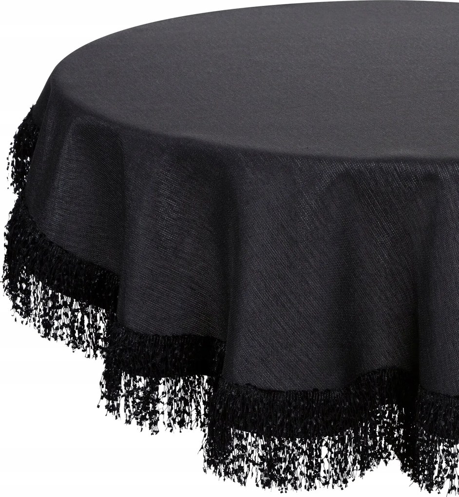 Kerek Abrosz Jasper Bolyhos Rojtokkal Díszítve 180 cm Fekete