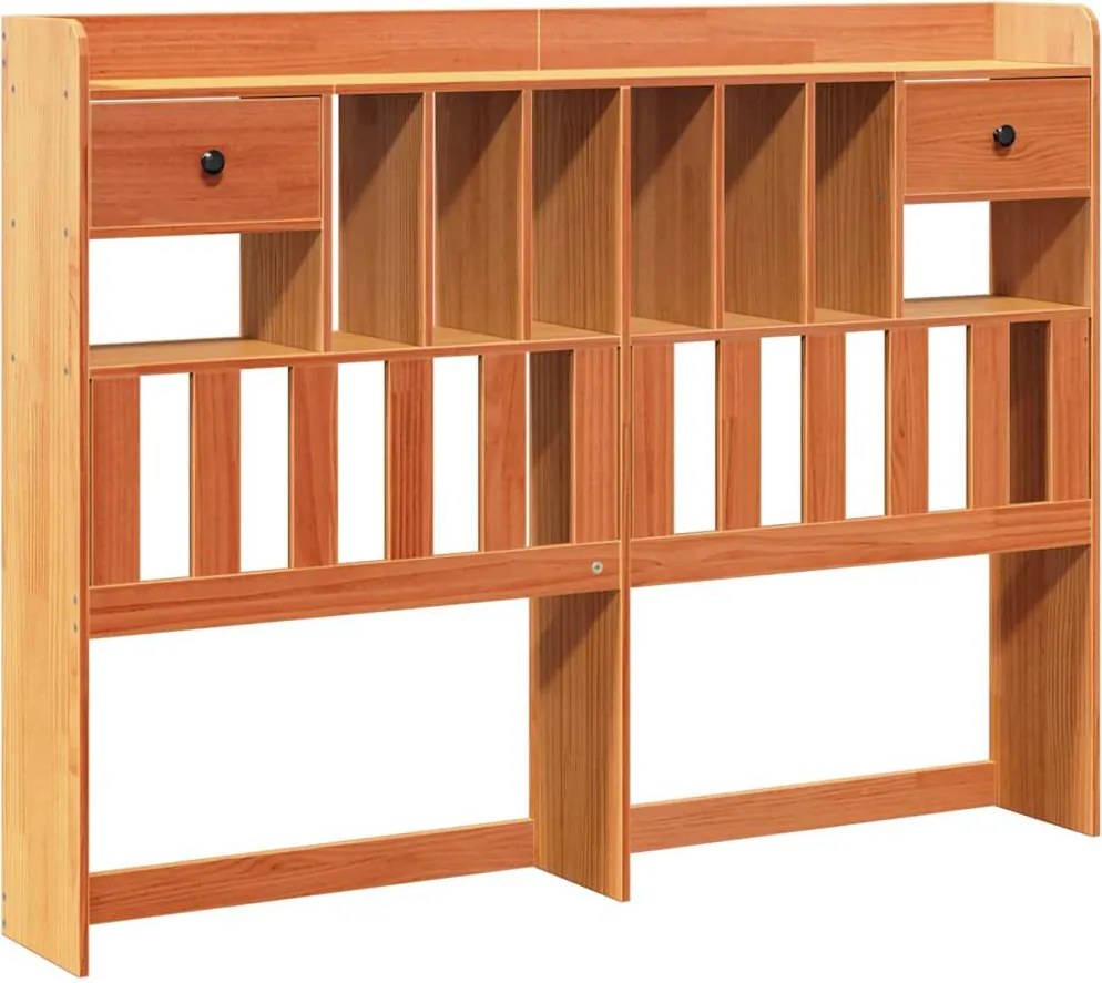 vidaXL viaszbarna tömör fenyőfa fejtámla tárolóval 150 cm