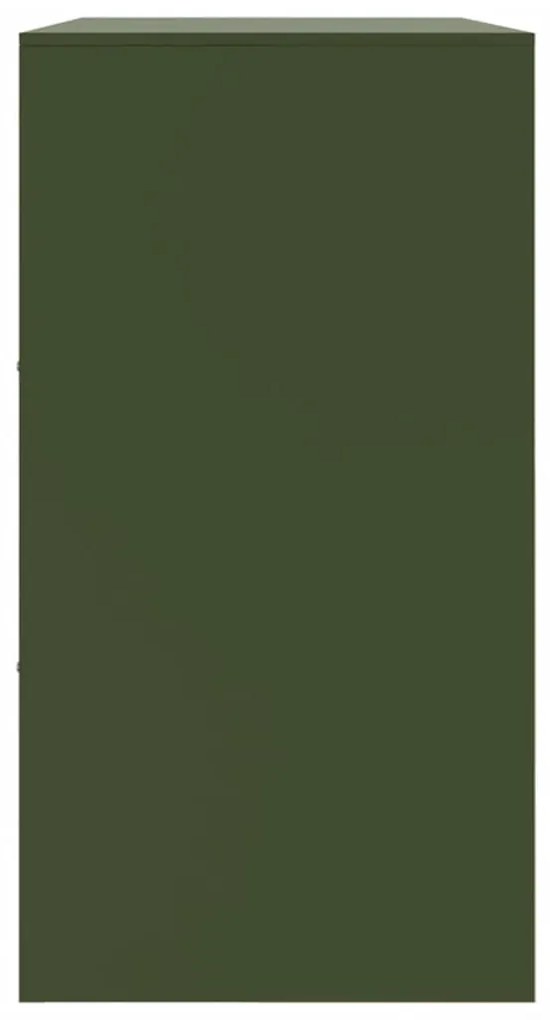 olívazöld acél tálalószekrény 99x39x73 cm