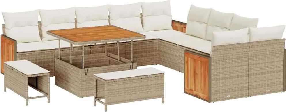 vidaXL Kerti Kanapé Szett párnával 13 pcs Beige és krém
