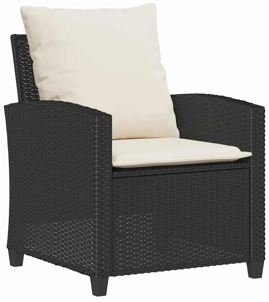 4 részes fekete polyrattan kerti ülőgarnitúra párnákkal