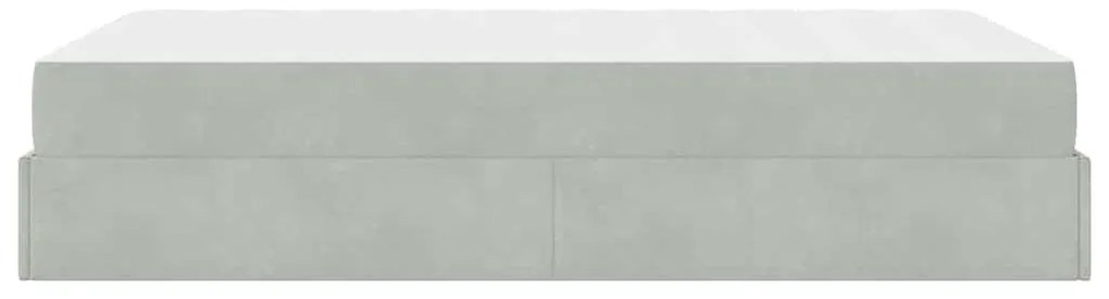 Ágykeret matracmal tárolóval Világosszürke 140 x 190 cm Bársony