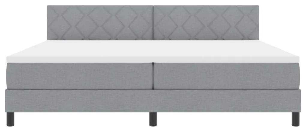 Box Spring ágy matraccal és LED világítással, világosszürke, 200x200 cm szövet