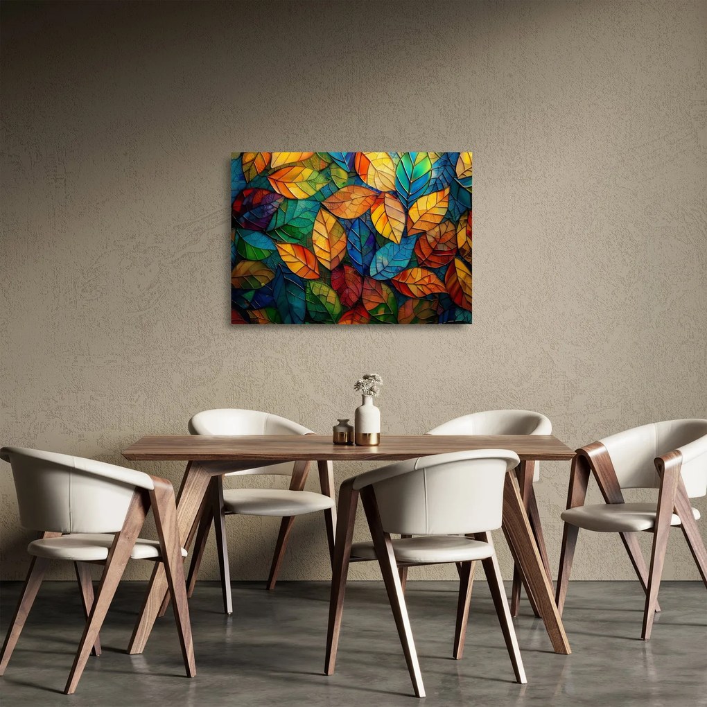 Üveg kép - Levélmozaik (70x50 cm)