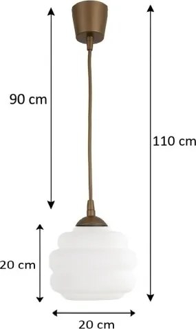 BRILAGI - LED csillár kábelen RETRO GLASS 1xE27/60W/230V Ø 20 cm barna/fehér