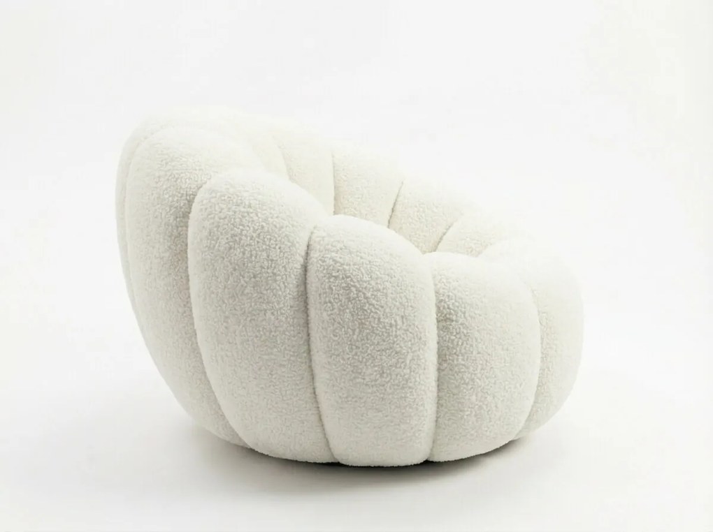 Design fotel BLOOM lábtartóval, krémszínű