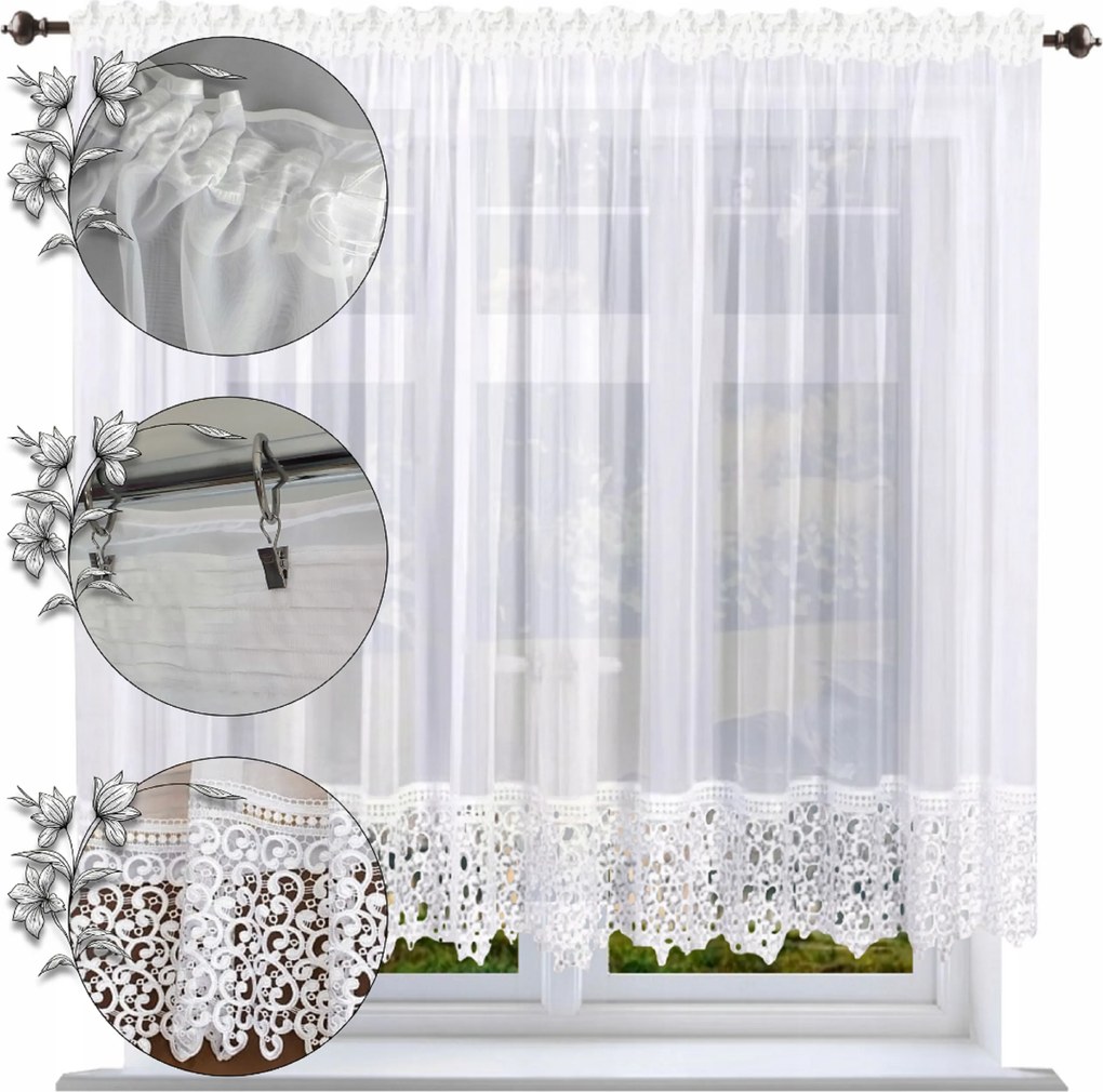 Kész függöny csipkével 110x200 egyszerű, klasszikus, sima