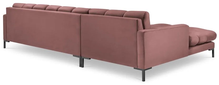 Bali rózsaszín bársony sarokkanapé, bal oldali - Cosmopolitan Design