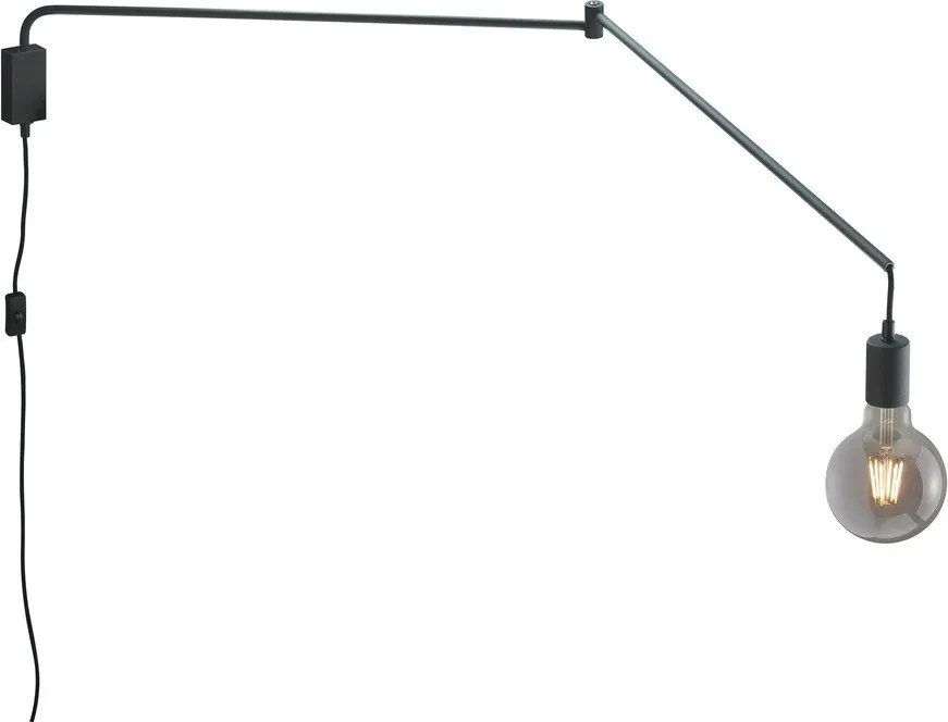 Matt fekete konnektorhoz csatlakoztatható fali lámpa hajlítható szerkezettel Line – Trio