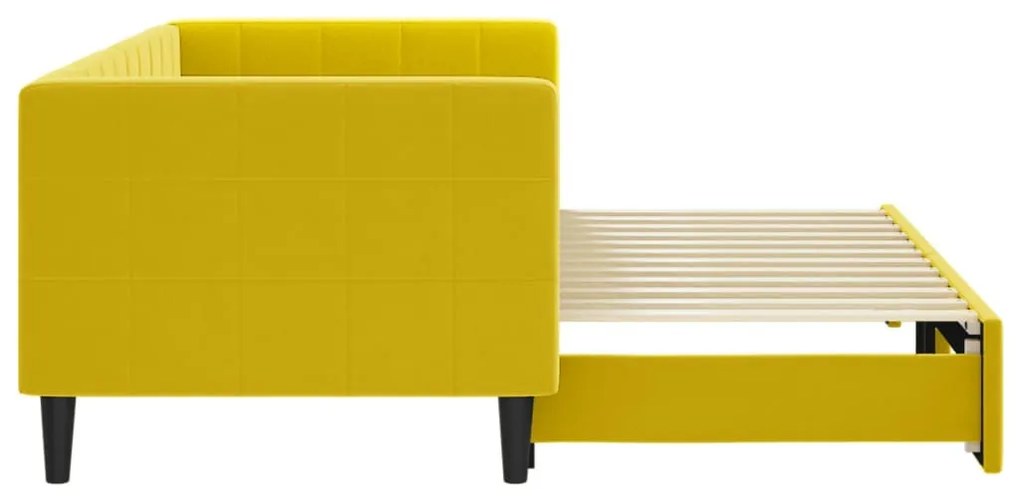 sárga kihúzható bársony heverő 80 x 200 cm