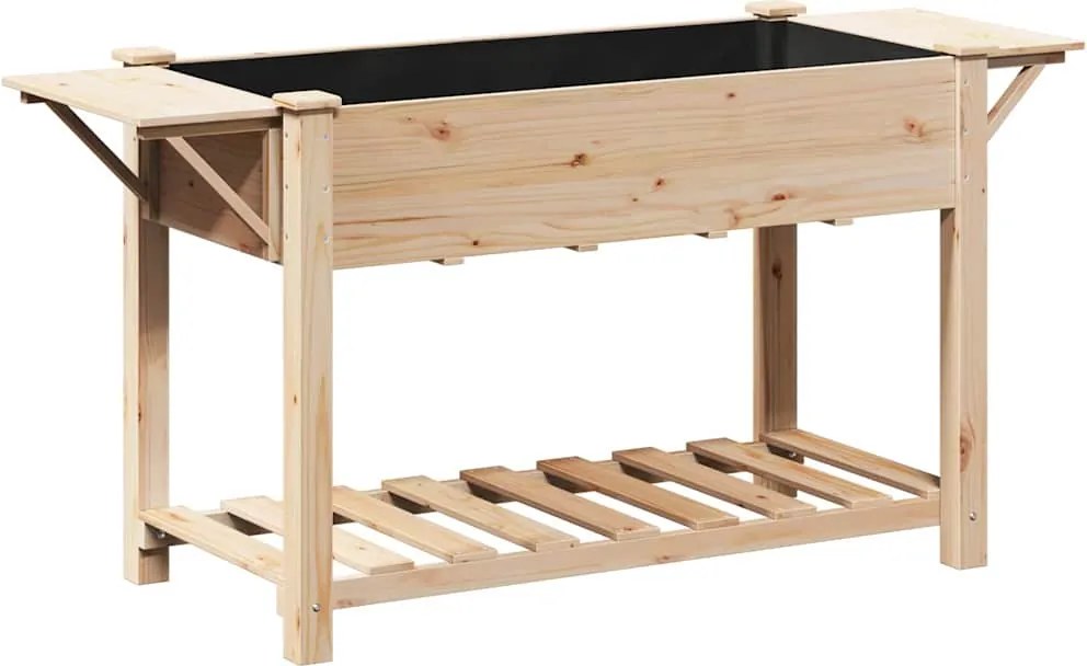 vidaXL Kerti cserép polcokkal Bézs 155 x 59 x 76,5 cm Szilárd fenyőfa