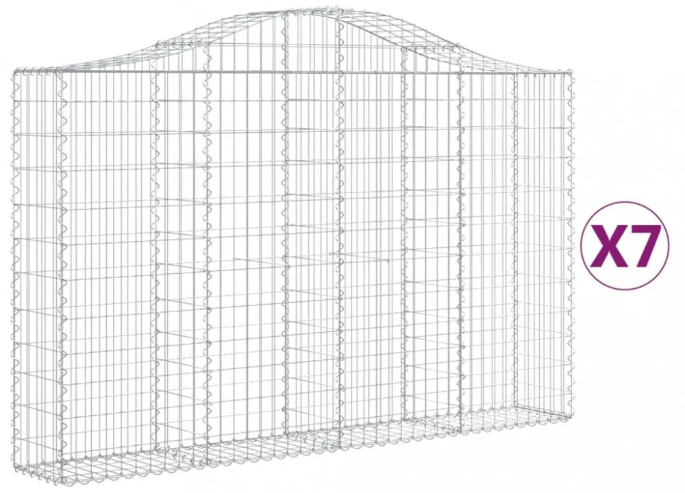 7 db íves horganyzott vas gabion kosár 200x30x120/140 cm