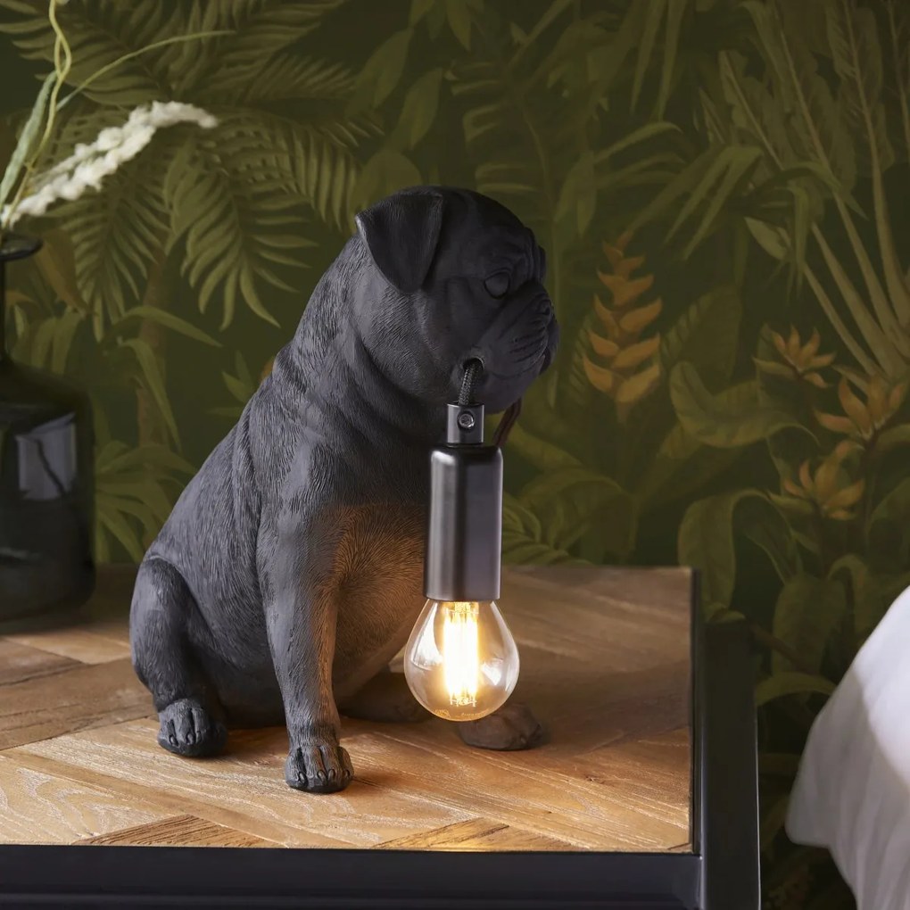 Endon modern asztali lámpa pug puppy matt fekete end107325