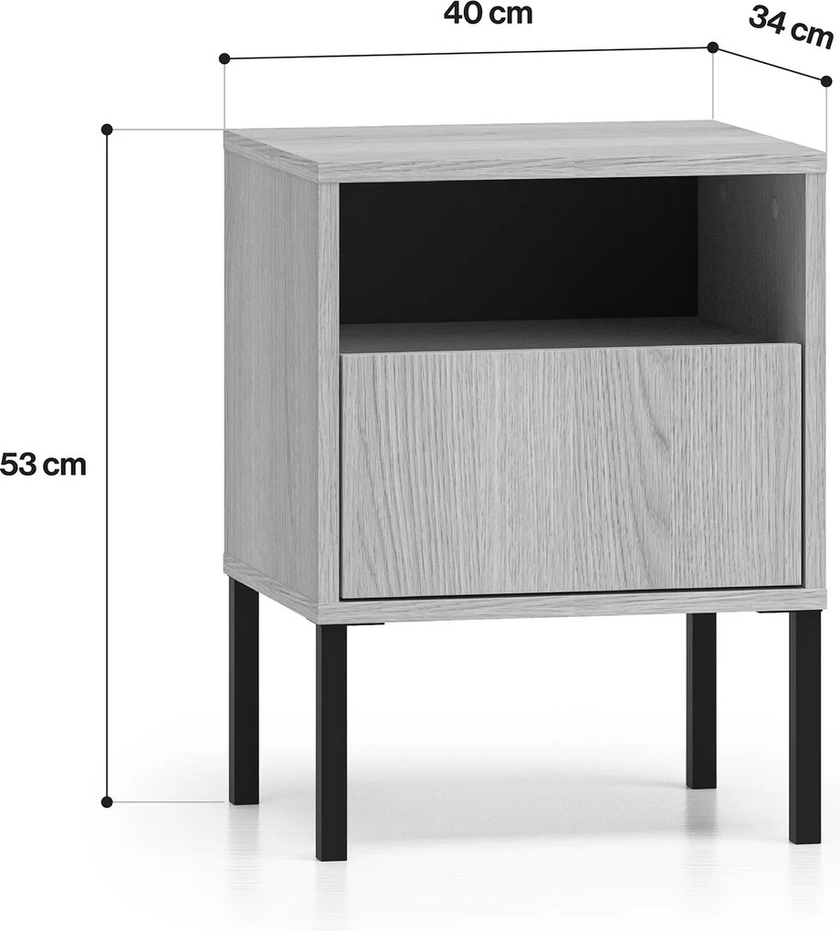 Harmona fiókos éjjeliszekrény 40 cm - lindberg tölgy