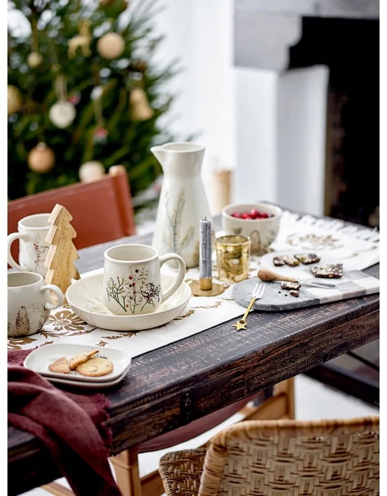 Krémszínű agyagkerámia tálka karácsonyi mintával 450 ml Hollie – Bloomingville