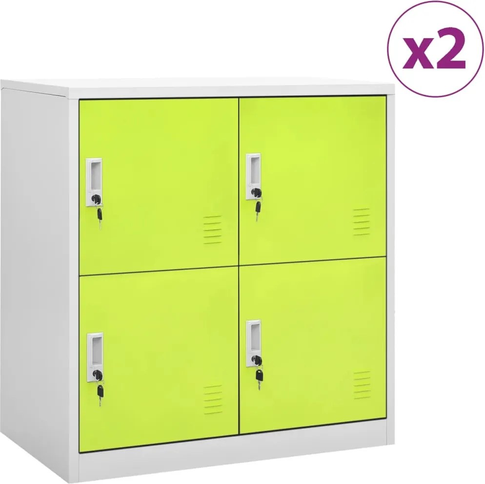 vidaXL 2 db világosszürke-zöld acél zárható szekrény 90x45x92,5 cm