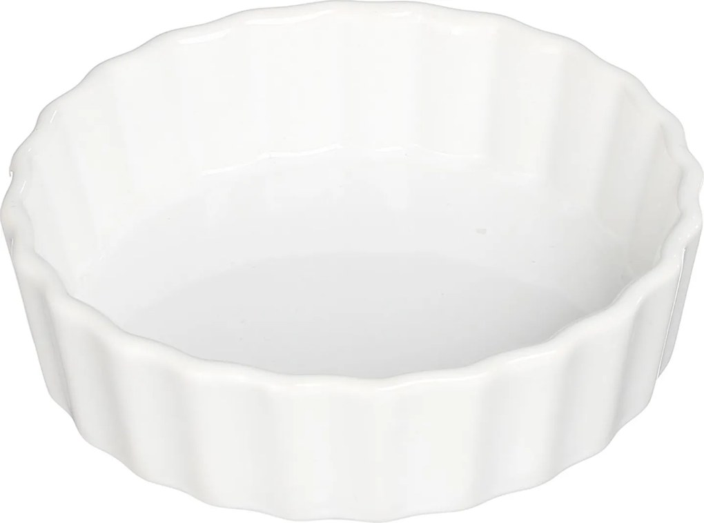 Sütőforma Kerek Porcelán Fehér Bordázott Tál 3,4X12CM