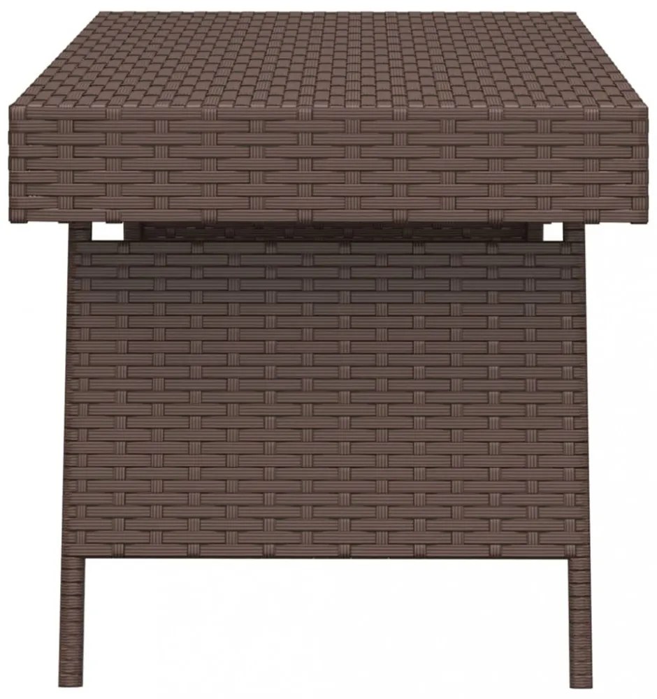 barna összecsukható polyrattan kisasztal 60 x 40 x 38 cm