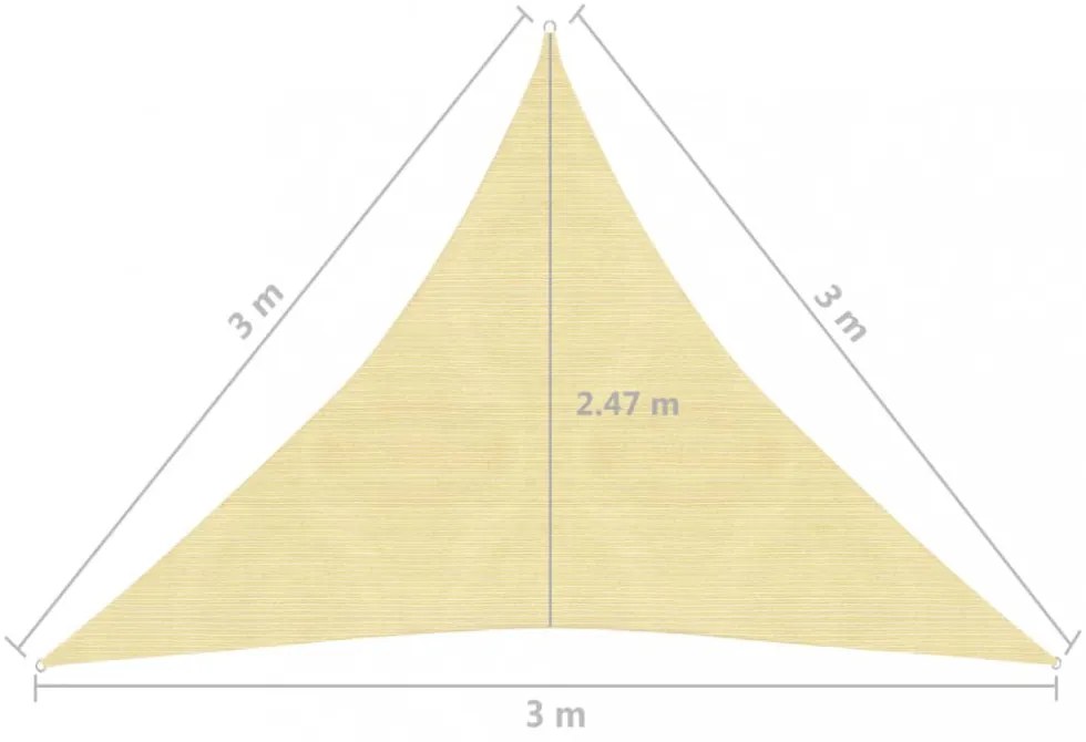bézs HDPE napvitorla 160 g/m² 3 x 3 x 3 m