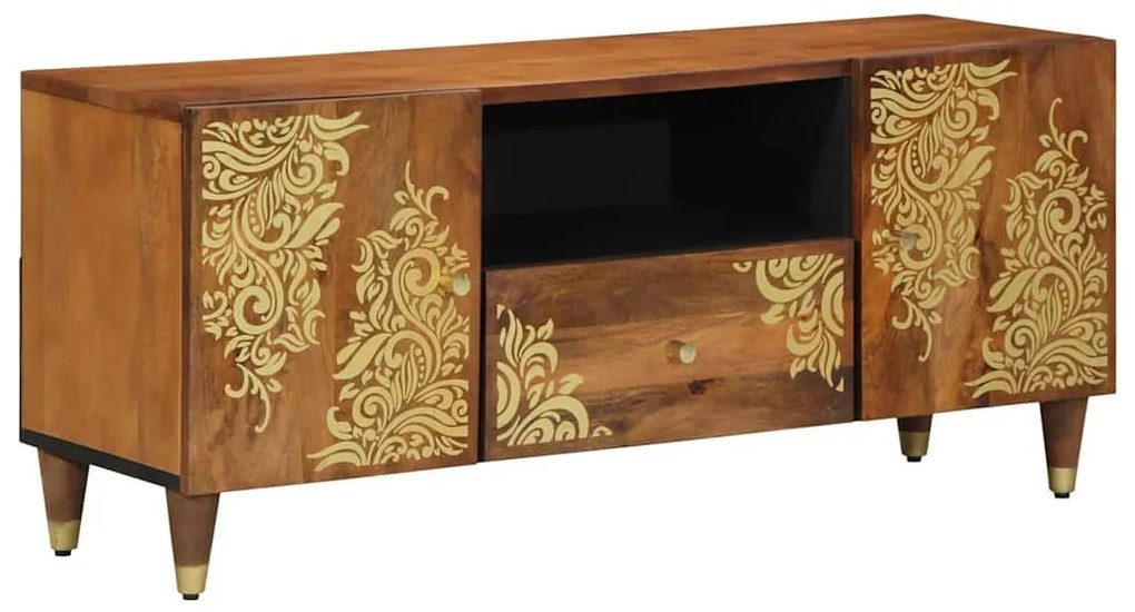 TV szekrény fiókkal Barna 105 x 33.5 x 46 cm Tömör mangófa