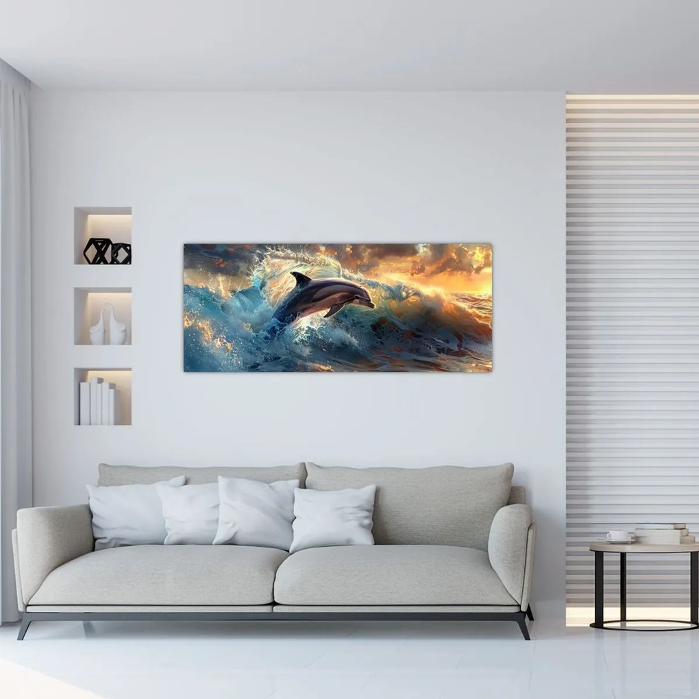 Kép - Delfin, illusztrációk (120x50 cm)