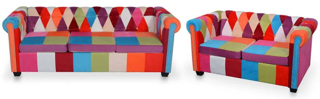 2 részes krémszínű szövet Chesterfield kanapégarnitúra